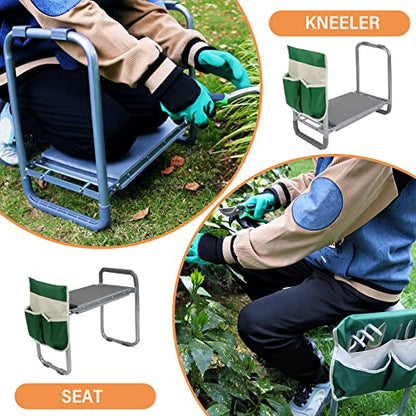 BDL Garden Cart Outdoor Rolling Garden Workseat with Wheels, Heavy Duty Garden Tool Cart with Extendable Handle and Storage for Seniors Yard Gardening Work - size: Upgrade Kneeler