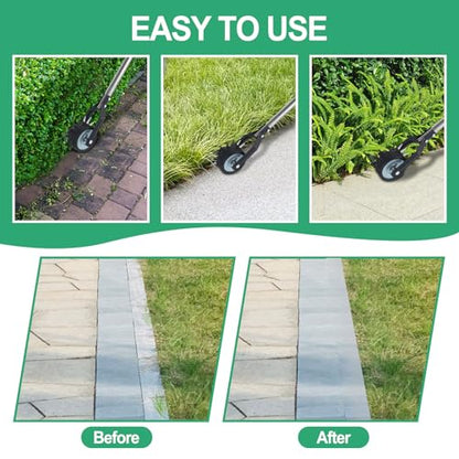 Wheel Rotary Edger, Adjustable 63” Manual Lawn Edger Tool with Gloves, Stainless Steel Trimmer for Sidewalk, Grass and Weed Edging, Ideal for Garden Landscaping and Yard Maintenance