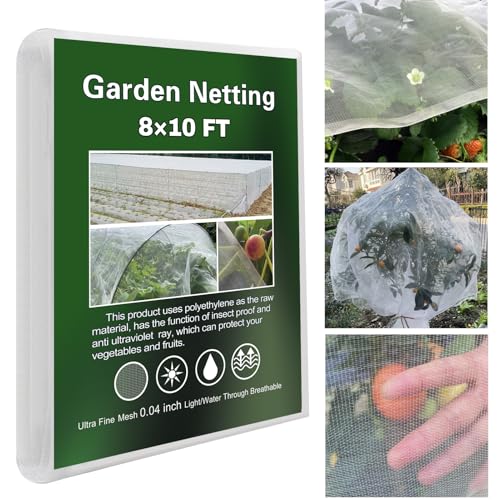 8x10Ft Ultra Fine Garden Netting, Plant Protection Mesh Barrier, Bird Insect Screen Net, Vegetable Fruit Flower Tree Row Cover, Raised Bed Plant Protective Net