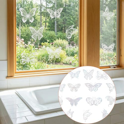 24 Pieces Window Decals to Prevent Bird Strikes, Anti Collision Windows Stickers to Prevent Bird Strikes Double Sided Windows Decals No Glue Needed Reusable Static Clings for Birds Window Deterrent