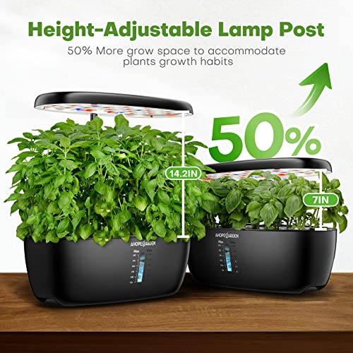 Ahopegarden Hydroponics Growing System: 12 Pods Indoor Herb Garden with LED - color: Matte Black