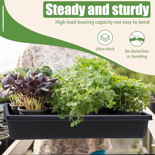 mwellewm 10 Pcs Seed Starter Tray Kit 1014 Seed Starting Trays Square Seedling Plant Tray Planting Sturdy Microgreens Growing Trays Reusable Germination Tray Indoors No Holes, 14x11x2.5In - size: 14.17" x 11" x 2.5" Trays-10Pcs