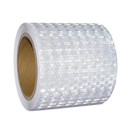 Reflective Tape, Waterproof Self Adhesive Dot Safety Reflector - color: White, size: 4 Inch x 65 Feet