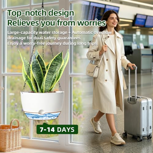 Hanging Planters, 4 Pack, Self-Watering, 7.5 Inch, White - color: White, size: 7.5 Inch