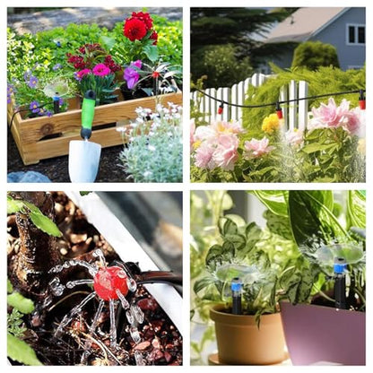 256FT Automatic Drip Irrigation System Kit,Automatic Garden Watering Misting System for Greenhouse, Yard, Plant ，Lawn with 1/2 inch Hose 1/4 inch Distribution Tubing and Accessories - style: 256FT Drip Irrigation System Kit