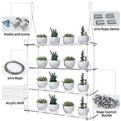 4-Tier Floating Acrylic Plant Shelf – Each Tier 16 Inch Long - color: 4 Tier