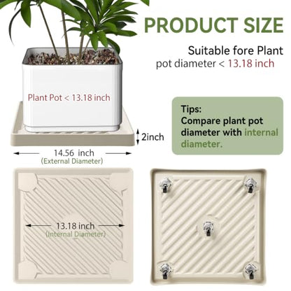 14.5" SquarePlant Caddy Beige with Hidden Wheels & Garden Tools Set - size: 14.53 Inch - Beige (1 Pcs)
