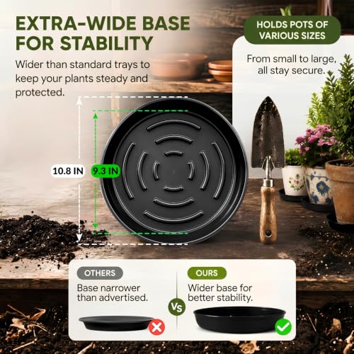 10 Pack Plant Trays 9 inch Heavy Duty Plant Saucers for Indoor Outdoor Use - color: 9 INCH BASE