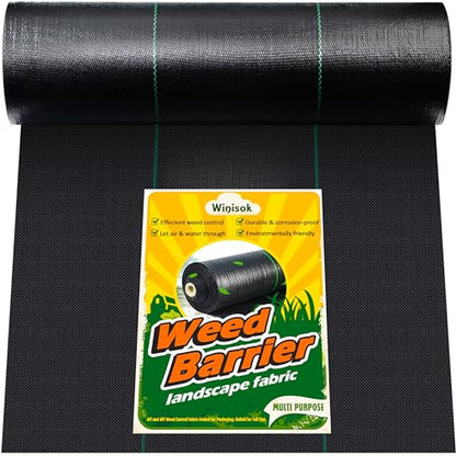 Winisok 4FT x 200FT Weed Barrier Landscape Fabric, 3.2oz Woven Garden Cloth, Heavy Duty Breathable Ground Cover for Landscaping, Gardening and Farming - size: 4FT x 200FT
