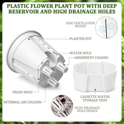 24 Pcs 4.72" Self Watering Pots for Indoor, White - color: White