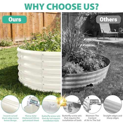 YSEJOMP 17" Tall 48" Diameter Round Raised Garden Bed Kits Outdoor White - color: Cream White, size: 48 Dia X 16.5 inches