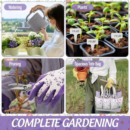 21 Pcs Gardening Gifts for Women Heavy-Duty Garden Tool Set - color: Purple