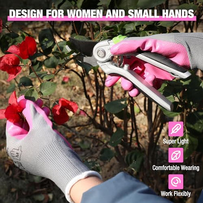 HAUSHOF 6 Pairs Garden Working Gloves for Women, Nitrile Coated, L - size: Large (Pack of 12)