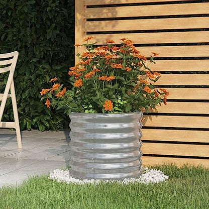 vidaXL Garden Planter Galvanized Steel 15.7"x15.7"x14.2" Silver