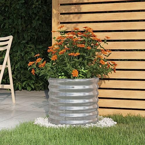 vidaXL Garden Planter Galvanized Steel 15.7"x15.7"x14.2" Silver