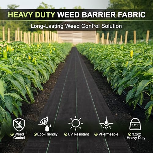 Heavy Duty Weed Barrier Landscape Fabric, Woven Geotextile Ground Cover - Premium Weed Control Mat for Garden Beds, Driveways & Landscaping(1.3ft x 50ft) - size: 1.3ft x 50ft