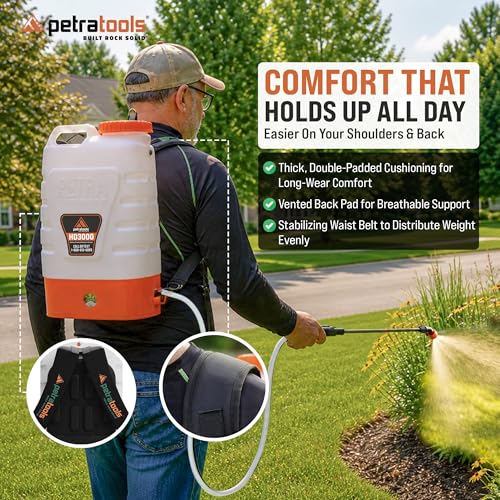 PetraTools 3 Gallon Battery Powered Backpack Sprayer - 2.5 Hour Runtime