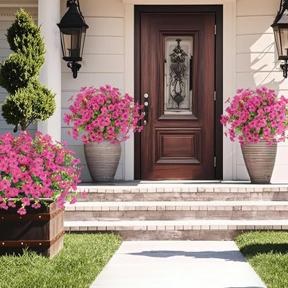 20 Bundles Artificial Flowers for Outdoors Fake Plants, Fuchsia - color: Fuchsia