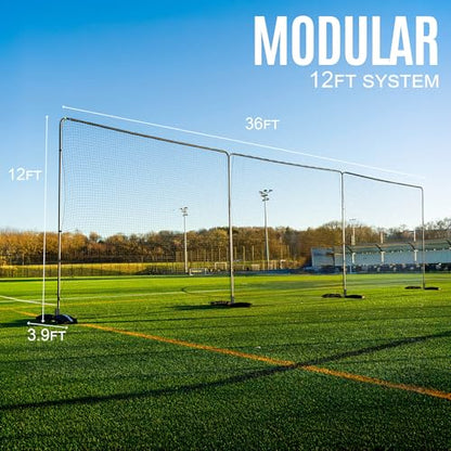 QuickPlay 12ft Soccer Barrier Net System - Ball Stop Backstop Netting - size: 36x12'