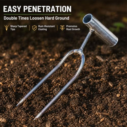 CEEHHXI，2-Pack 2-Prong Hand Cultivator Fork ，Small Garden Fork 2 Prong Garden Fork Steel Garden Hand Rake for Loosening Soil, Weeding, Tilling & Aerating