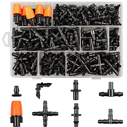 250 Pcs Drip Irrigation Fittings Kit for 1/4" Tubing：Gardrip 1/4 Inch Drip Irrigation Barbed Connectors (Nozzles, Nozzle Tees, Single Barbs, Couplings, Tees, Elbows, Plugs, Crosses) for Garden Systems - color: Complete Kit with Box-250P