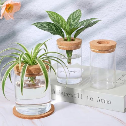 Kifmurase 8pcs Glass Propagation Stations, Desktop Glass Flower Vases for Propagating Hydroponic, 4 Large & 4 Small Propagation Vase for Plant Growing Hydroponic Indoor Home Office Tabletop Decor