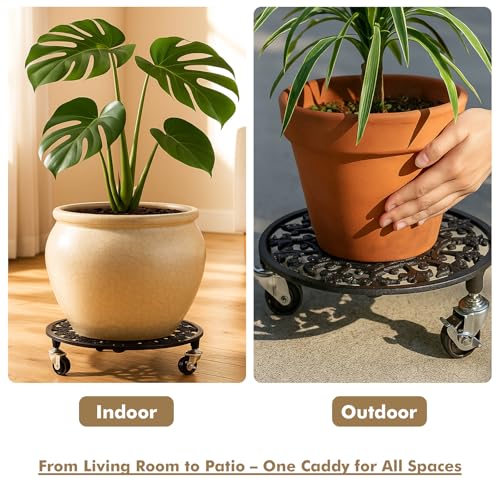 1 Pack Plant Caddy with Wheels 14 Inch Rolling Plant Stand for Large Plants Heavy Duty Plant Rollers Metal Plant Dolly Rustproof Planter Stand Wrought Iron Plant Stands Flower Cart Indoor Outdoor - size: 14 inches