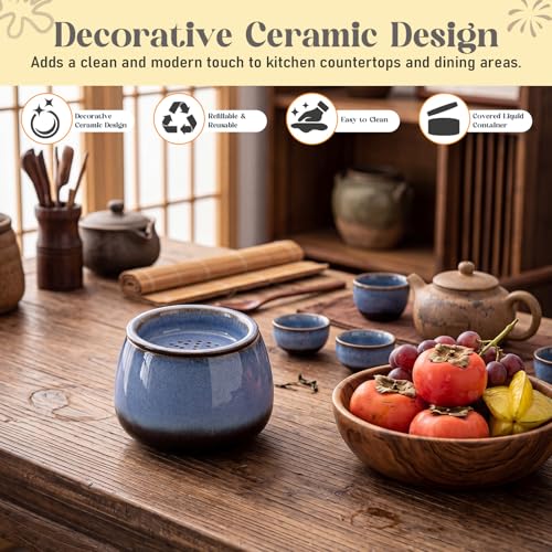 1 Pack Ceramic Fruit Fly Traps Reusable, Reactive Glaze, Cobalt Blue - color: Cobalt Blue, size: Reactive Glaze