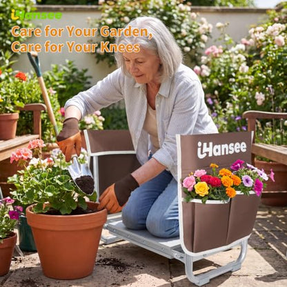 Garden Kneeler and Seat Heavy Duty, Kneeling Bench for Gardening - color: Brown-modle B