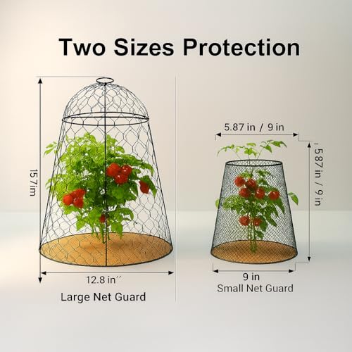 Garden Cloches for Plants, Chicken Wire Plant Cages, Plant Protectors from Animals, Combo Pack, 12 Pcs (6 Large 17.7" × 12.8" + 6 Small 5.87" × 9") - size: Set of 6+6