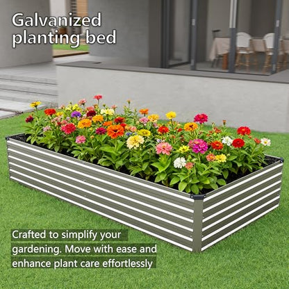 MGNO 12x2x1.5FT Galvanized Raised Garden Bed-Outdoor Planter Box for Vegetables-Metal Garden Bed,RRectangle Planting Box for Herb,Flower - size: 12x2x1.5FT, style: Sliver