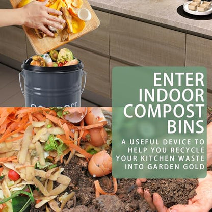 MUMTOP Compost Bin for Kitchen Countertop,1.3 Gal Metal Compost Container - color: Gray