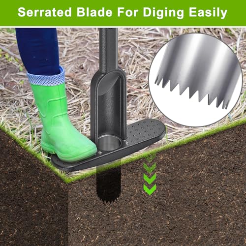 Dolibest Bulb Planter Tool w/Soft Rubber Grip, Grass Plugger Tool w/Stainless Steel Sharp Serrations, pre-Assembled Sod Plugger w/Centre Auto Dump Design for Lawn Planting Bulbs and Grass Repair - color: Black A-3.5'' depth
