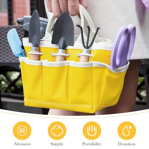 Small Garden Tote Bag,Oxford Waterproof Tool Organizer with 8 Pockets