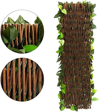 DOEWORKS Expandable Faux Ivy Trellis Fence, Patio Privacy Screen, 4 Pack - color: Mixed Green, size: 16 x 45 in, 4 Panel