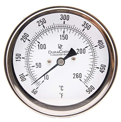 Industrial Bimetal Thermometer, 3" Face x 2-1/2" Stem, 50-500°F, S.S. Case - size: [2-1/2" Stem, 50-500°F]