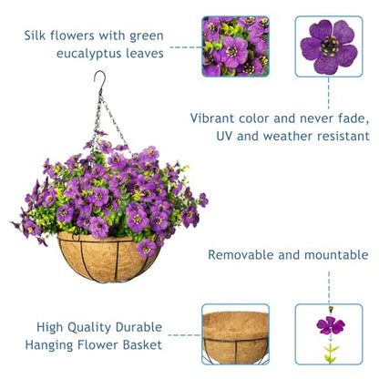 Artificial Hanging Flowers, UV Resistant, 12 Bundles, Fuchsia - color: Fuchsia