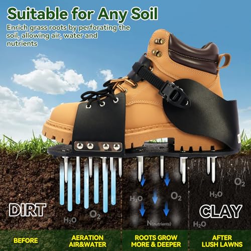 HFH Heavy Duty Lawn Aerator Shoes with Upgraded Ratcheting Buckles