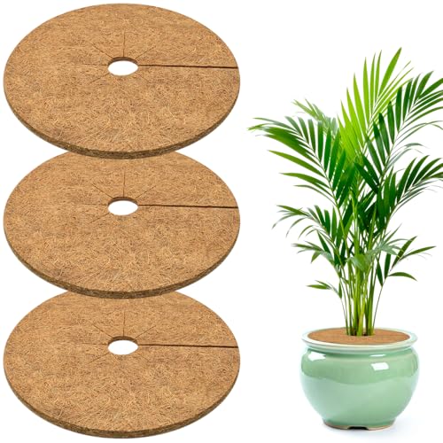 ZeeDix 11.8 Inch Coconut Fiber Tree Ring Mulch Mat, 3 Pack Tree Mulch Ring - color: 3 Pack, size: 11.8 Inch