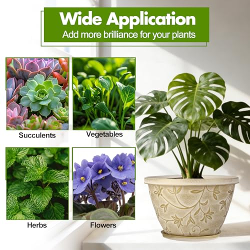 Nooulap 4 Pack 16 Inch Plant Pot with Drainage Hole, Beige - color: Beige, size: 16 inch