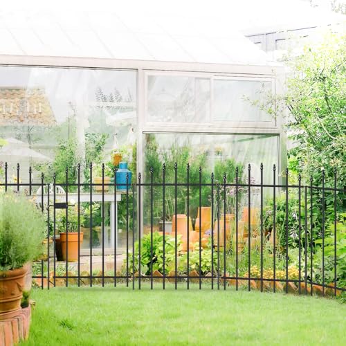 36" x 12' No-Dig Metal Garden Fence with Gate, Outdoor Fencing for Yard - size: Roman Col 36″H x 12ft (1Gate+5Panels)