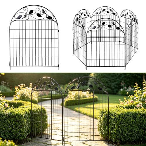 Decorative Garden Fence 32in x 22.5ft, 10 Pack Sturdy Metal Garden Border Fence, Rustproof Powder Coating, No-Dig Installation with Triangular Stakes, Flexible Design for Flower Beds, Paths, Yards - color: Dome Top, size: 32 in(H) X 22.5 ft(L) -10 Panels