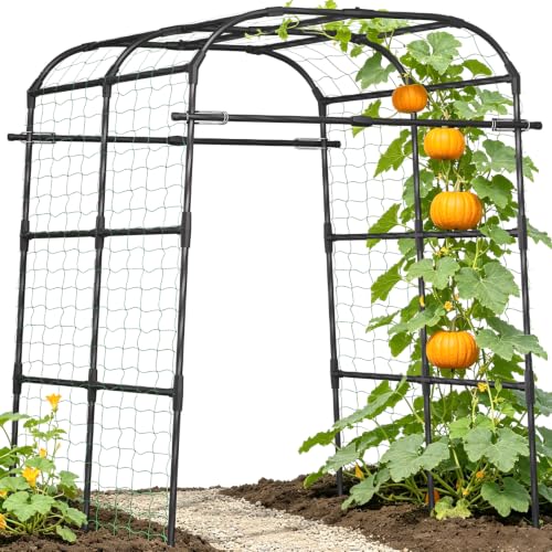 Extra Wide Garden Arch Trellis,71×64×83 in Metal Plant Climbing Support - size: 71"L x 64"W x 83"H