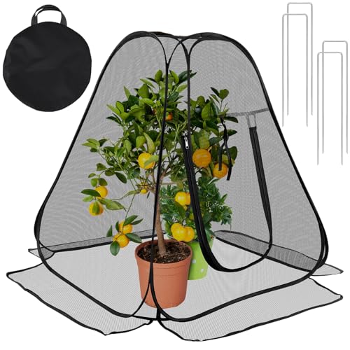 2Pack 28 x 28 x 32in Pop-Up Garden Mesh Plant Covers with Zipper and Stakes