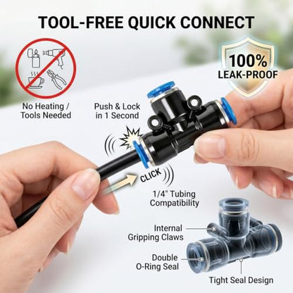 2026-Upgrade 100Ft 1/4" Drip Irrigation System,Garden Watering Kit with 20Pcs 360° Adjustable Copper Nozzles,Automatic Atomizing Sprinkler,DIY for Outdoor,Lawn,Greenhouse,Raised Beds (50FT/14pcs) - size: 50FT/14pcs