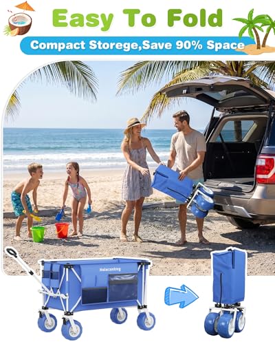 59"L Beach Wagon with 9×4" Big Sand Wheels, Expandable Tailgate - size: 360L