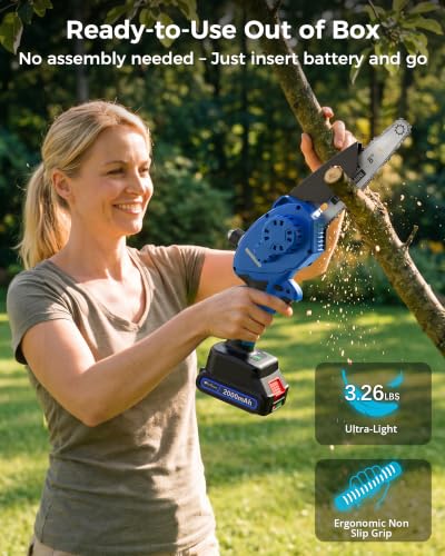 8 inch Mini Chainsaw with 1000W Brushless Motor - color: Navy Blue