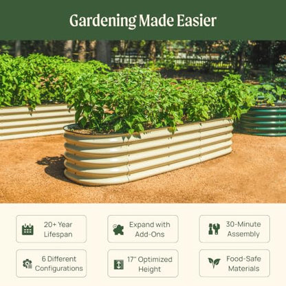 Vego garden Aluzinc Raised Garden Bed Kits, 17" Tall 6 in 1 Modular Metal Raised Planter Bed for Vegetables Flowers Patio Ground Planter Box-British Green - color: British Green