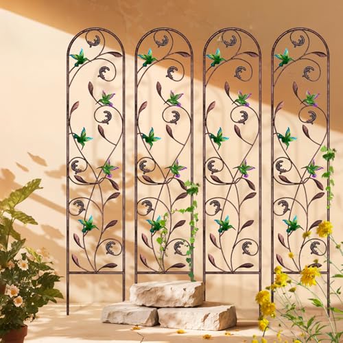 aboxoo 4-Pack Hummingbird Metal Garden Trellis for Climbing Plants - color: Hummingbird, size: 4pcs