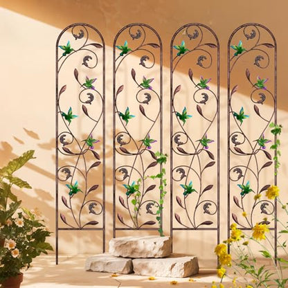 aboxoo 4-Pack Hummingbird Metal Garden Trellis for Climbing Plants - color: Hummingbird, size: 4pcs